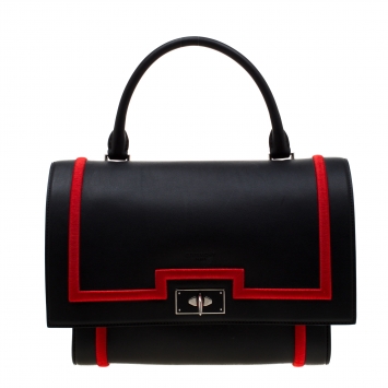 Pre Owned Givenchy Black/Red Leather Shark Tooth Shoulder Bag
