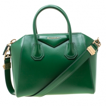 Pre Owned Givenchy Green Leather Small Antigona Satchel
