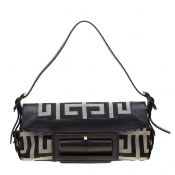 Pre Owned Givenchy Black Canvas and Leather Shoulder Bag