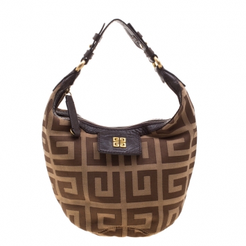Pre Owned Givenchy Brown Monogram Canvas and Leather Hobo
