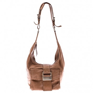 Pre Owned Givenchy Tan Leather Buckle Hobo 