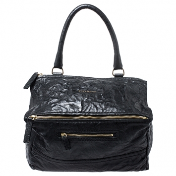 Pre Owned Givenchy Black Crinkled Leather Large Pandora Bag