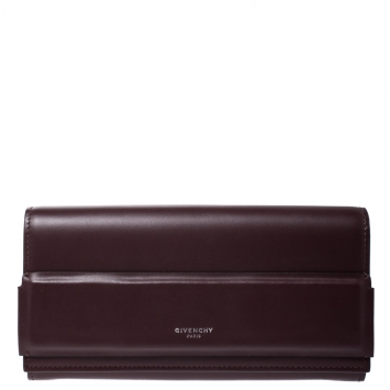 Pre Owned Givenchy Burgundy Leather Horizon Continental Wallet
