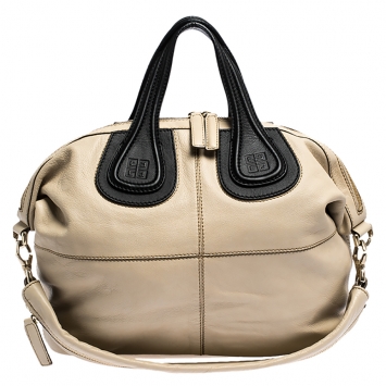 Pre Owned Givenchy Beige/Black Leather Medium Nightingale Satchel