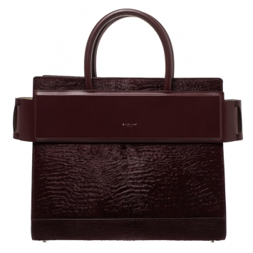 Pre Owned Givenchy Burgundy Calfhair and Leather Horizon Satchel
