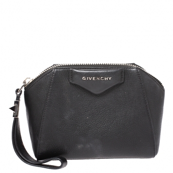 Pre Owned Givenchy Black Leather Antigona Wristlet 
