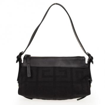 Pre Owned Givenchy Black Monogram Canvas and Leather Shoulder Bag