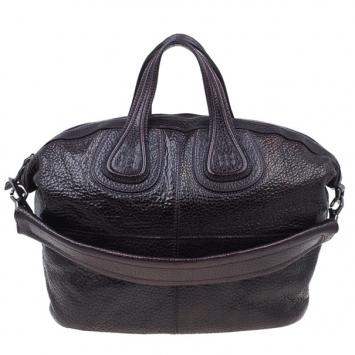 Pre Owned Givenchy Purple Grain Leather Medium Nightingale Shoulder Bag