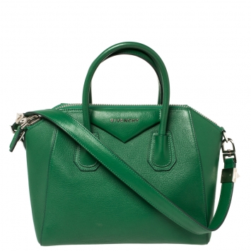 Pre Owned Givenchy Green Leather Small Antigona Satchel