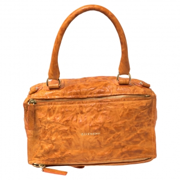 Pre Owned Givenchy Orange Leather Large Pandora Shoulder Bag