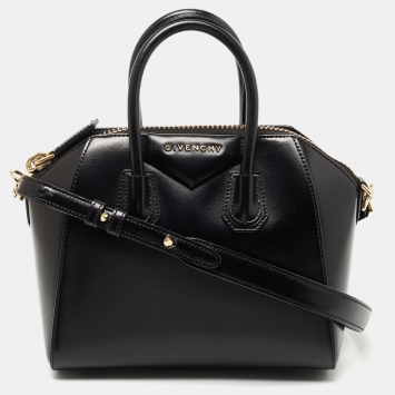 Pre Owned Givenchy Black Glossy Leather Mini Antigona Satchel