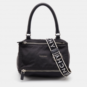 Pre Owned Givenchy Black Nylon and Leather Medium Pandora Box Crossbody Bag