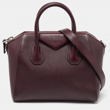 Pre Owned Givenchy Burgundy Leather Small Antigona Satchel