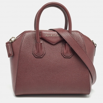 Pre Owned Givenchy Burgundy Leather Small Antigona Satchel