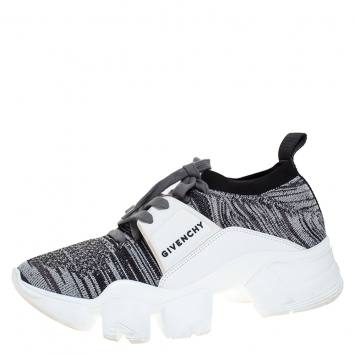 Pre Owned Givenchy Grey/White Knitted Jaw Low Sneakers Size 38