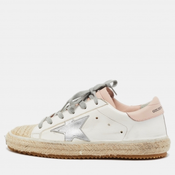 Pre Owned Golden Goose White Leather Superstar Espadrille Sneakers Size 35