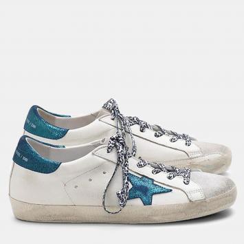 Pre Owned Golden Goose Blue Leather Trainers EU 42