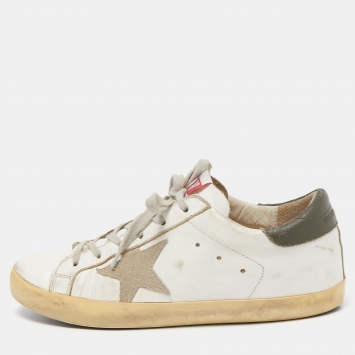Pre Owned Golden Goose White Leather Superstar Low Top Sneakers Size 39