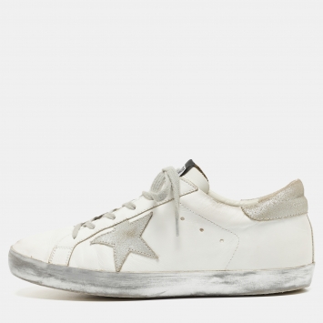 مملوكة مسبقًا Golden Goose White Leather Superstar  Sneakers Size 41