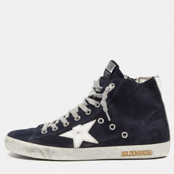 مملوكة مسبقًا Golden Goose Blue Suede Francy Lace Up High Top Sneakers Size 39