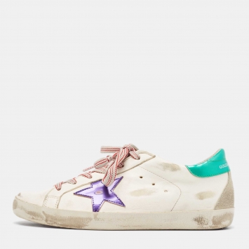 Pre Owned Golden Goose White Leather Superstar Sneakers Size 39