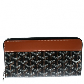 Pre Owned Goyard Brown Coated Canvas  Matignon Zippy Wallet