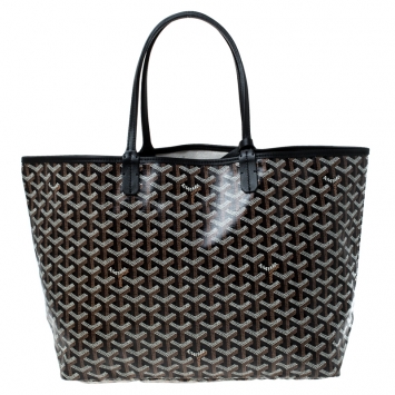 Pre Owned Goyard Black Goyardine Coated Canvas St. Louis PM Tote 