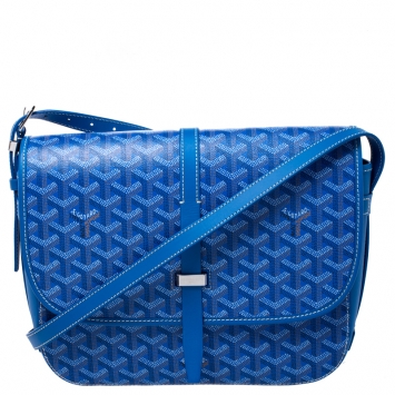 Goyard Blue Chevron Print Coated Canvas Belvedere MM Saddle Bag