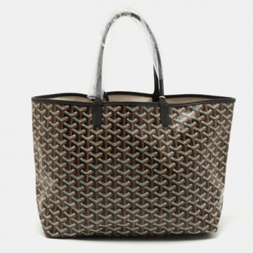 Pre Owned Goyard Black Goyardine Coated Canvas and Leather Saint Louis PM Tote