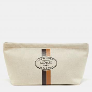 Pre Owned Goyard Cream Canvas Necessaire Organizer Pouch