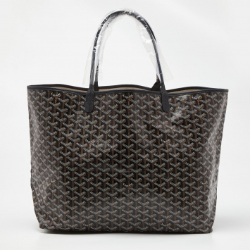 Goyard Black Goyardine Coated Canvas and Leather Saint Louis GM Tote