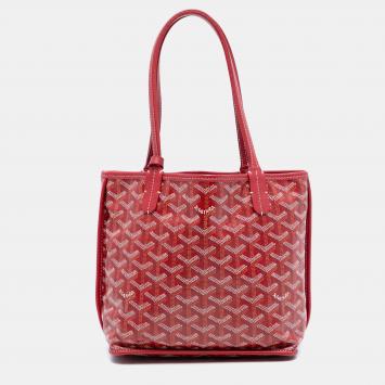 Pre Owned Goyard Red Mini Goyardine Reversible Anjou
