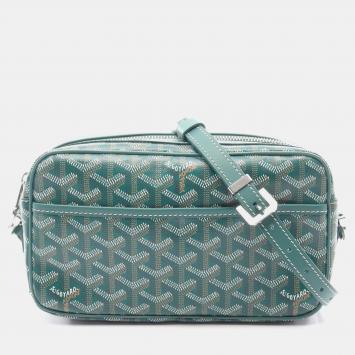 Pre Owned Goyard Cap Vert Pm Shoulder Bag In Coated Canvas And Leather Green Multicolor