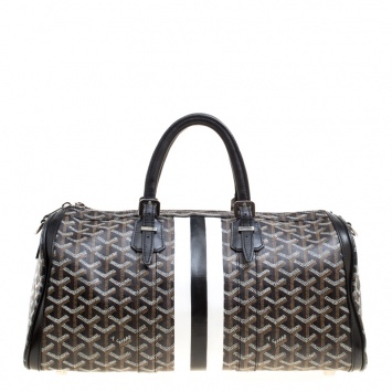 Pre Owned Goyard Black Chevron Coated Canvas Croisiere 40 Satchel