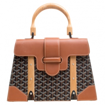 Pre Owned Goyard Brown/Cognac Coated Canvas and Leather Saigon Top Handle Bag