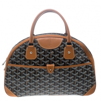 Goyard Brown/Cognac Chevron Print Coated Canvas St. Jeanne MM Bowler Bag