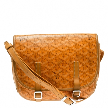 Goyard Yellow Coated Canvas and Leather Crossbody Bag