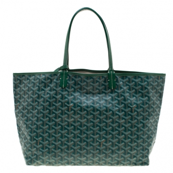 Pre Owned Goyard Green Coated Canvas Saint Louis PM Tote