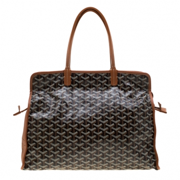 Pre Owned Goyard Tan/Cognac Coated Canvas Hardy Tote PM