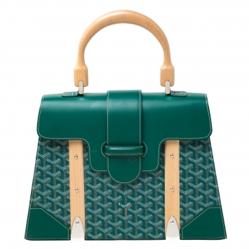 Pre Owned Goyard Green Coated Canvas and Leather MM Saigon Top Handle Bag