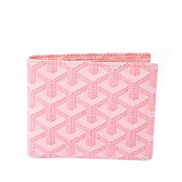 Pre Owned Goyard Pink Coated Canvas Bifold Wallet