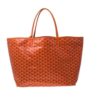 Pre Owned Goyard Orange Goyardine Coated Canvas St. Louis GM Tote