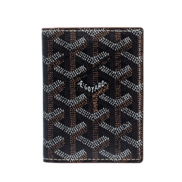 Pre Owned Goyard Black Goyardine Bi Fold Wallet