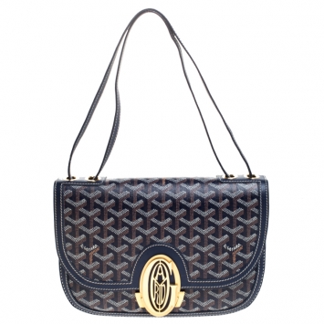 Pre Owned Goyard Blue Goyardine Coated Canvas 223 PM Shoulder Bag