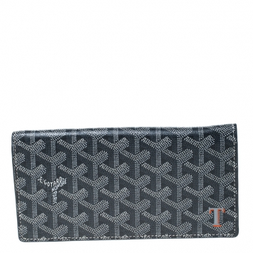 Pre Owned Goyard Grey/White Coated Canvas Flap Continental Wallet