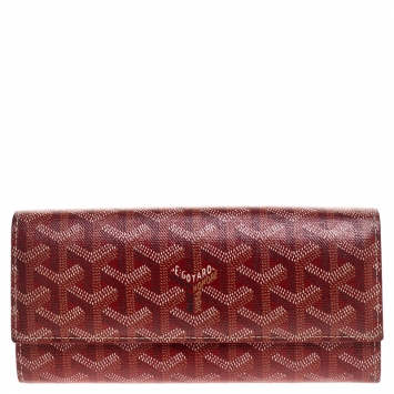 Goyard Goyardine Red Coated Canvas Flap Continental Wallet