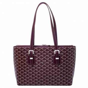 Pre Owned Goyard Burgundy Coated Canvas Okinawa GM Tote