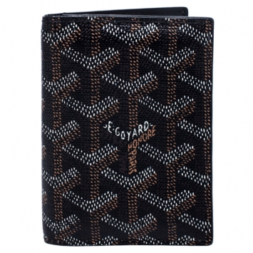 Pre Owned Goyard Black Goyardine Bi Fold Wallet