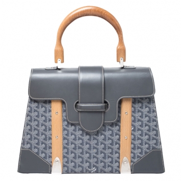 Pre Owned  Goyard Grey Coated Canvas and Leather MM Saigon Top Handle Bag 