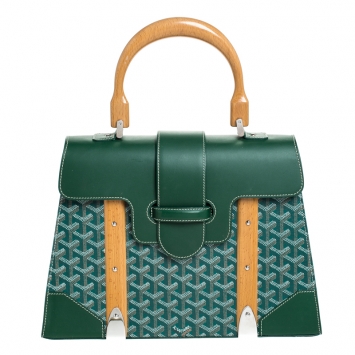 Goyard Green Coated Canvas and Leather MM Saigon Top Handle Bag